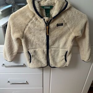 L.L. Bean Off-White Fleece with Navy Trim